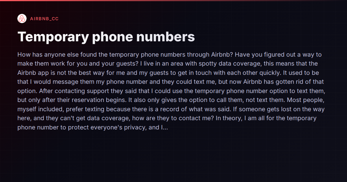 When Your Guests Can't Reach You: The Real Problem With Airbnb's Temporary Phone Numbers