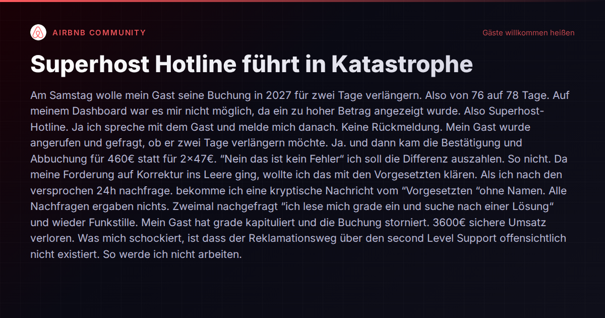 Wenn der Airbnb-Support Buchungen zerstört: Warum Gastgeber einen Plan B brauchen