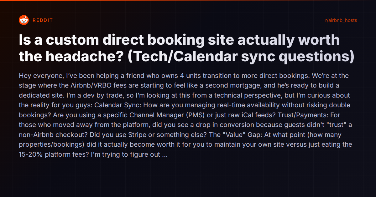 Direct Booking Sites for Small STR Portfolios: When the Math Works and When It Doesn't